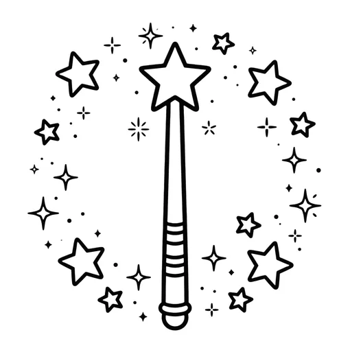 Magic Wand & Stars coloring page