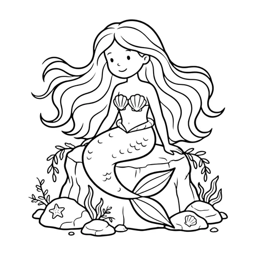 Mermaid Under the Sea coloring page