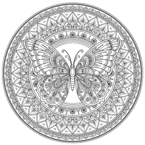 Butterfly Mandala coloring page