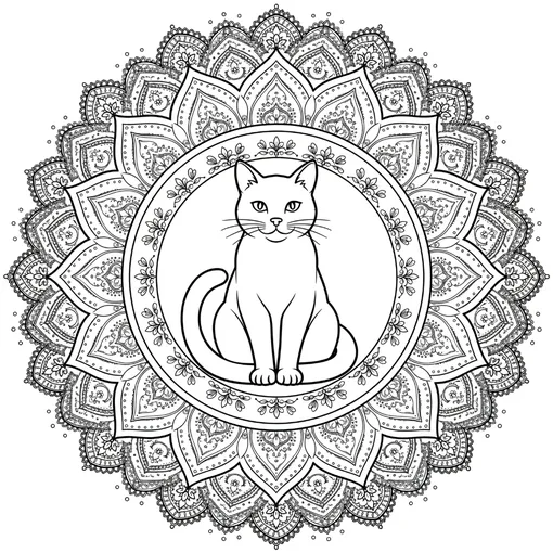Zentangle Cat coloring page