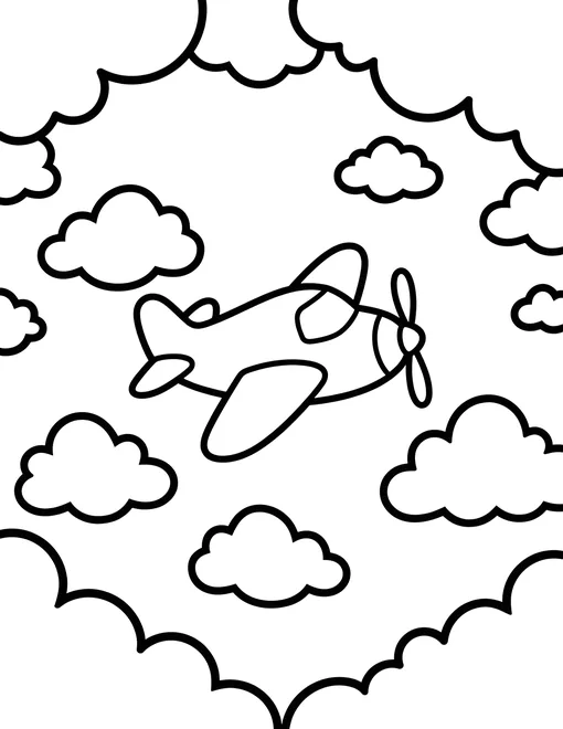 Airplane in the Sky coloring page